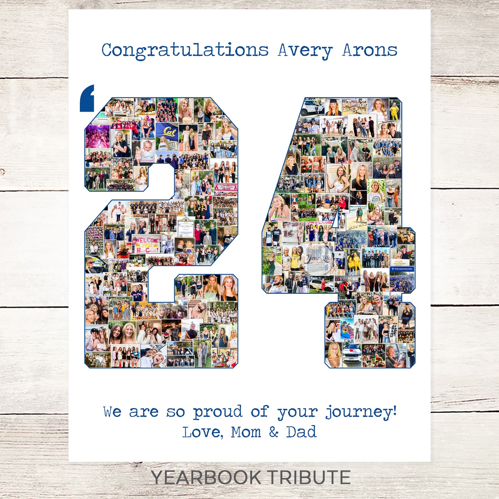 Custom senior yearbook photo collage page design for high school graduation tribute