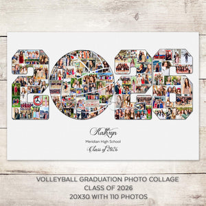 2026 Volleyball Graduation Photo Collage, Seniors Personalized Gift, Graduation Party Decoration