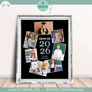 Class of 2026 Senior Tribute Memory Board | 7-Photo Graduation Photo Collage Template