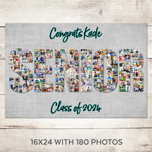 The image is a collage of various photos arranged to spell out the word "SENIOR" in a creative and visually appealing manner.