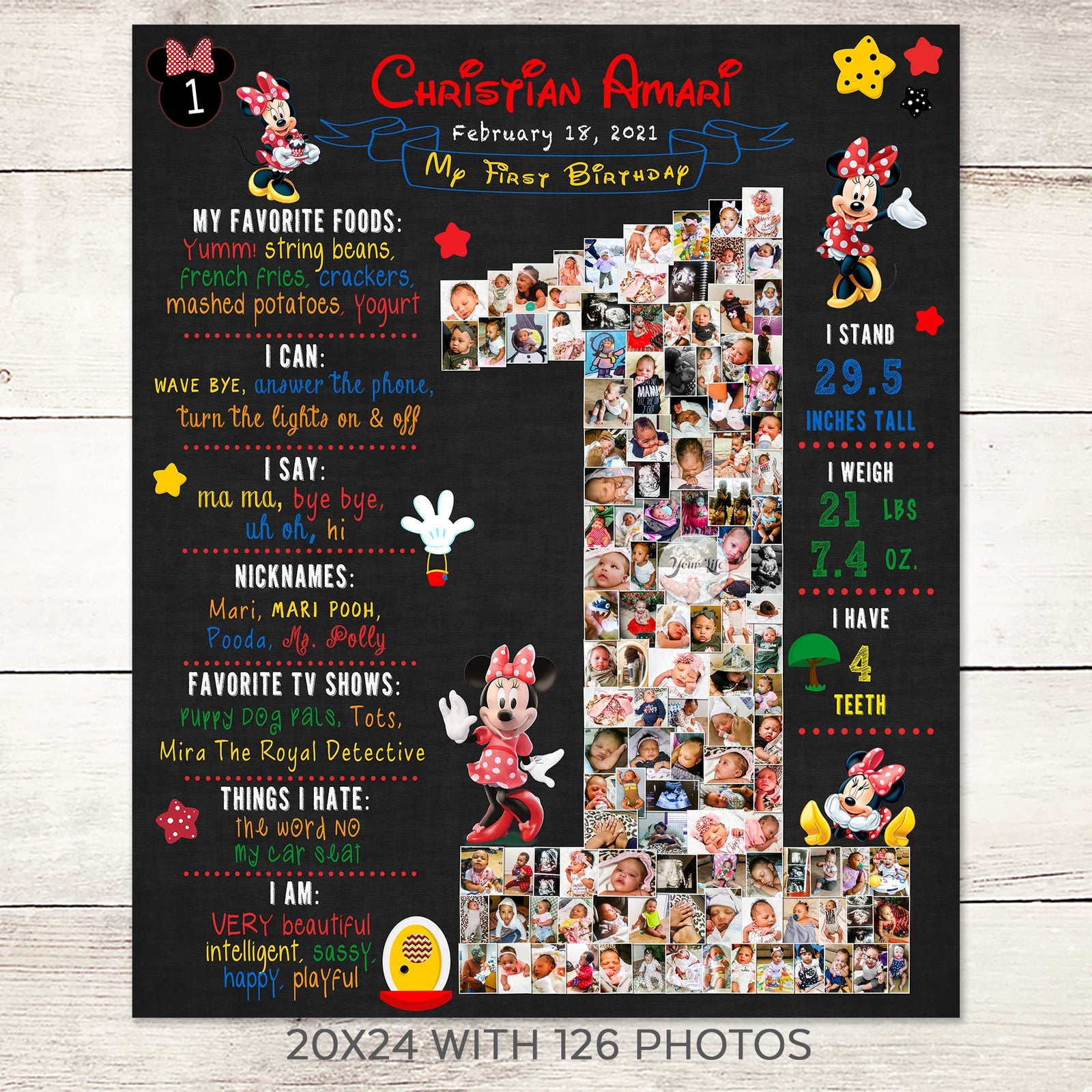 1st Birthday Photo Collage - Minnie Mouse Party | Photo Canvas Prints