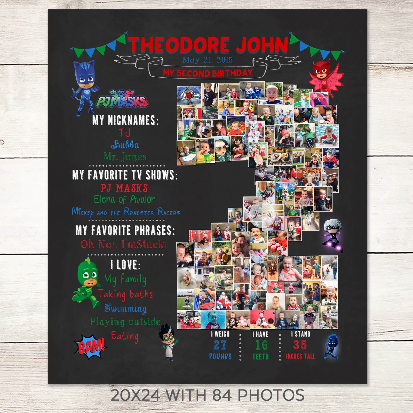 2nd Birthday Photo Collage - PJ Masks Party | Photo Canvas Prints