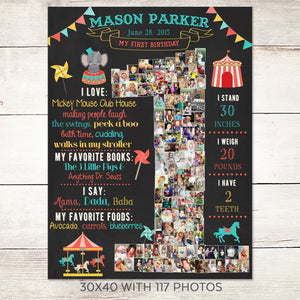 Circus Carnival 1st Birthday Photo Collage