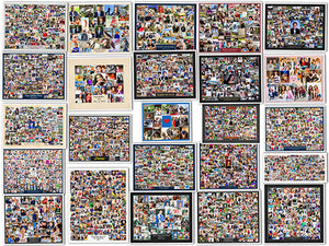 a collage of various photographs, including people, landscapes, and other subjects, arranged in a grid-like pattern.