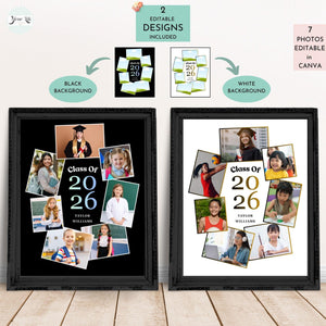 Class of 2026 Senior Tribute Memory Board | 7-Photo Graduation Photo Collage Template