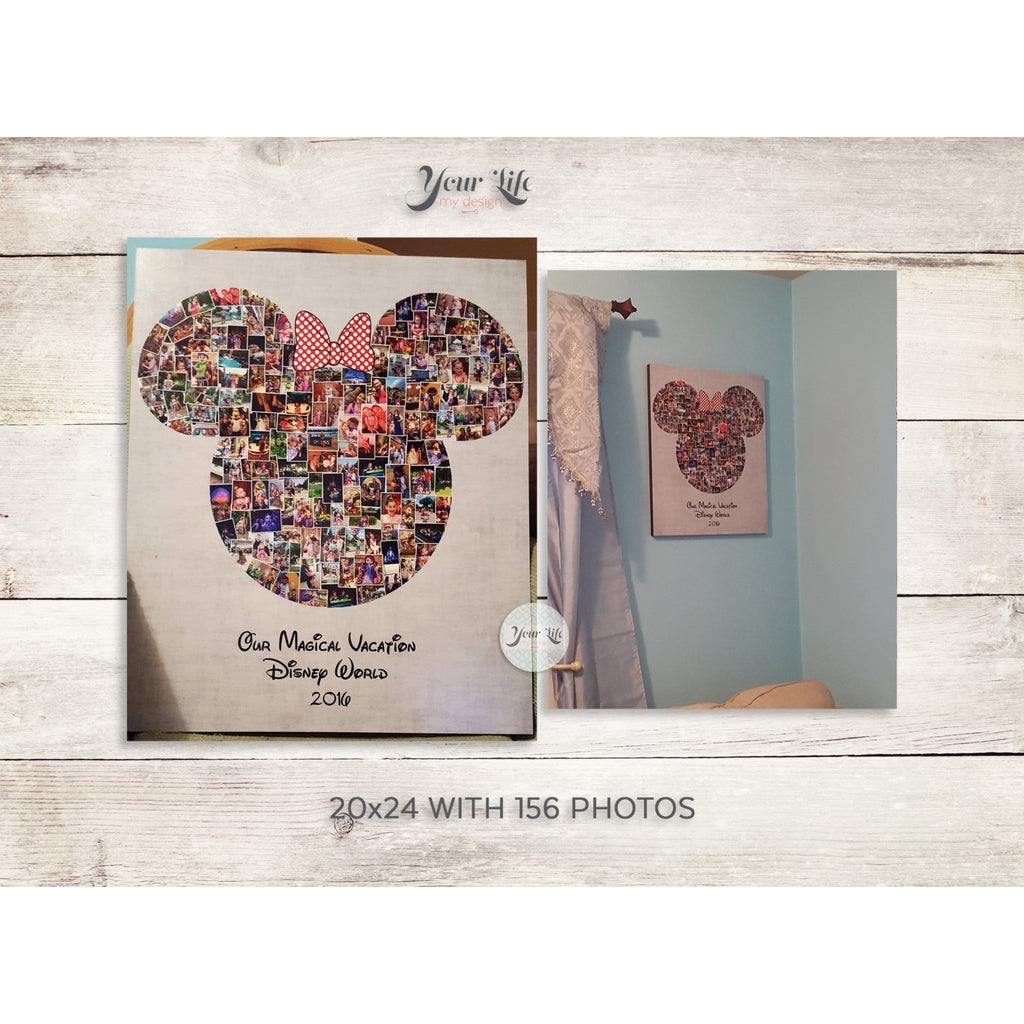 Minnie Mouse Photo Collage, Custom Minnie Head Shape ,Custom Photo Canvas Prints