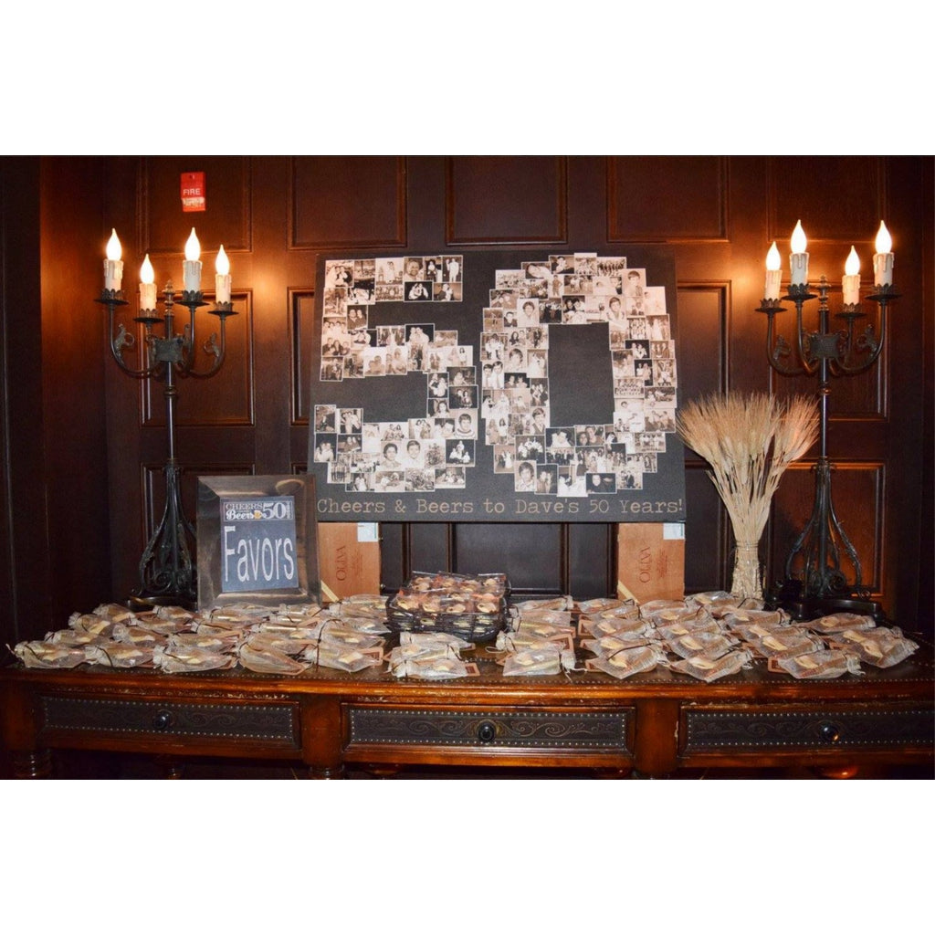 50th Anniversary Photo Collage, 50 Shape Custom Photo Canvas Prints