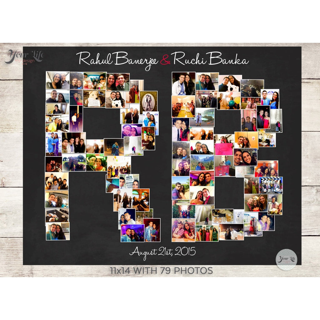 Name Art Photo Collage, Custom Initials Collage, Photo Canvas Prints