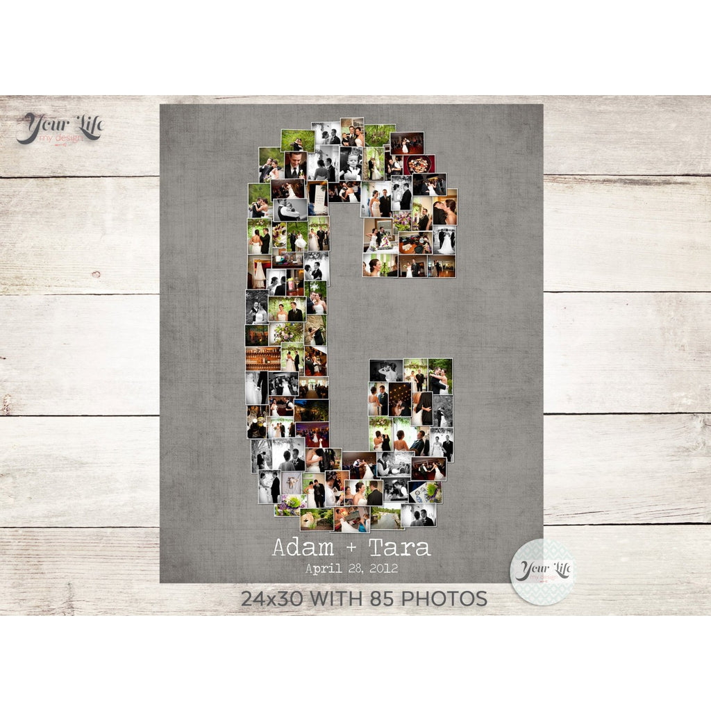 Name Art Photo Collage, Custom Initials Collage, Photo Canvas Prints