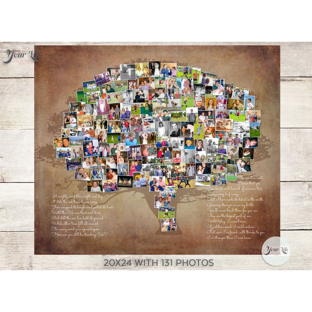 Family Tree Photo Collage, Tree Shape Custom Photo Canvas Prints
