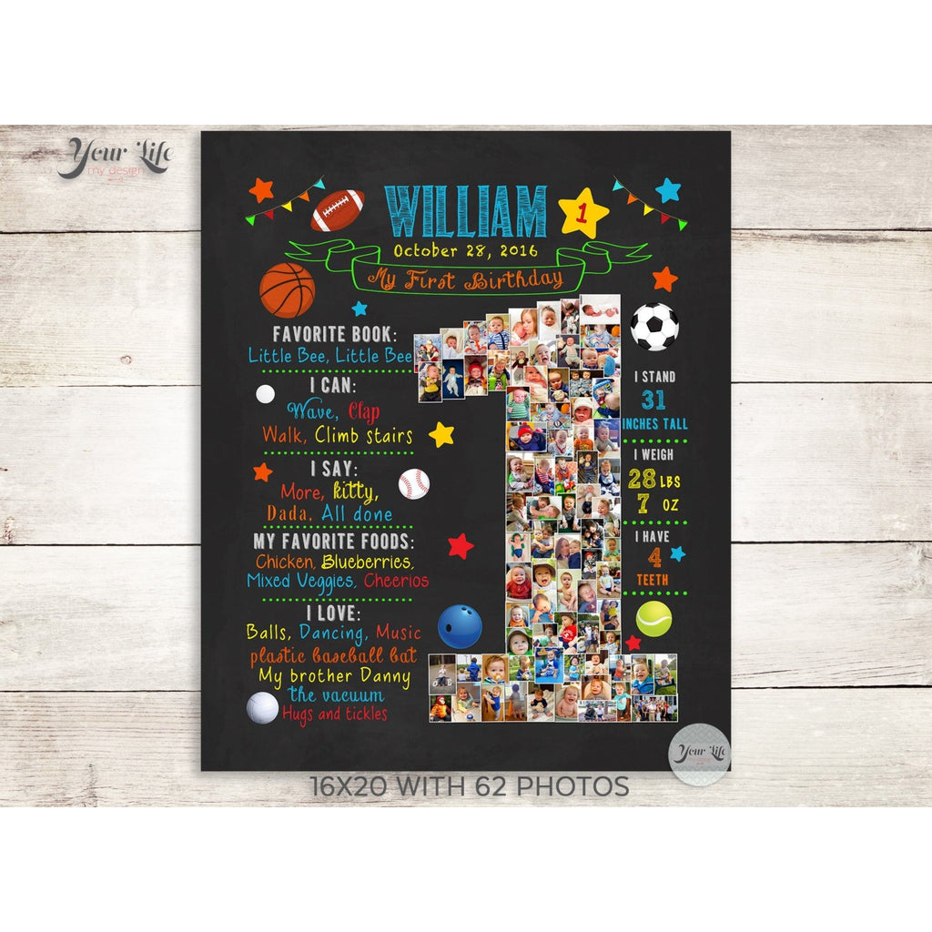 1st Birthday Photo Collage - Sports Balls Party | Photo Canvas Prints