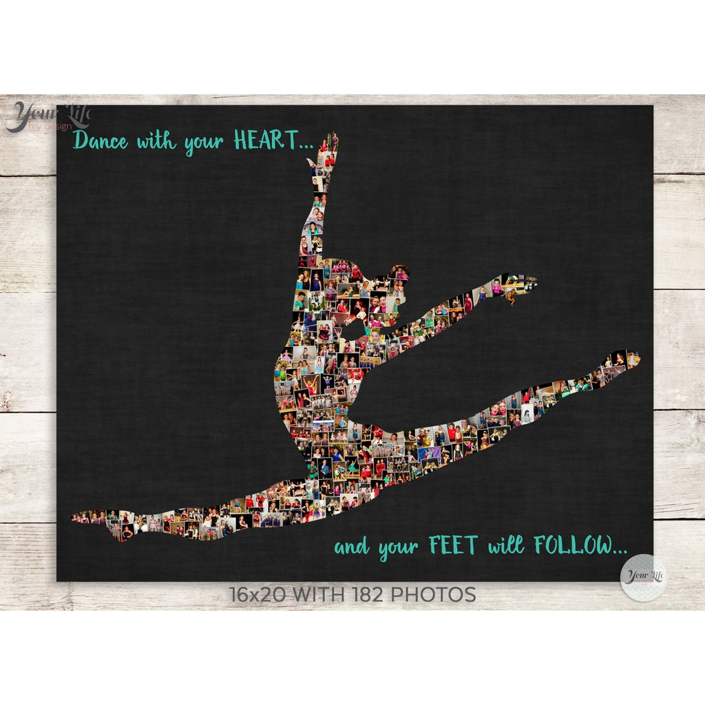 Dance Recital Photo Collage, Personalized Dancer Shape Photo Canvas Prints