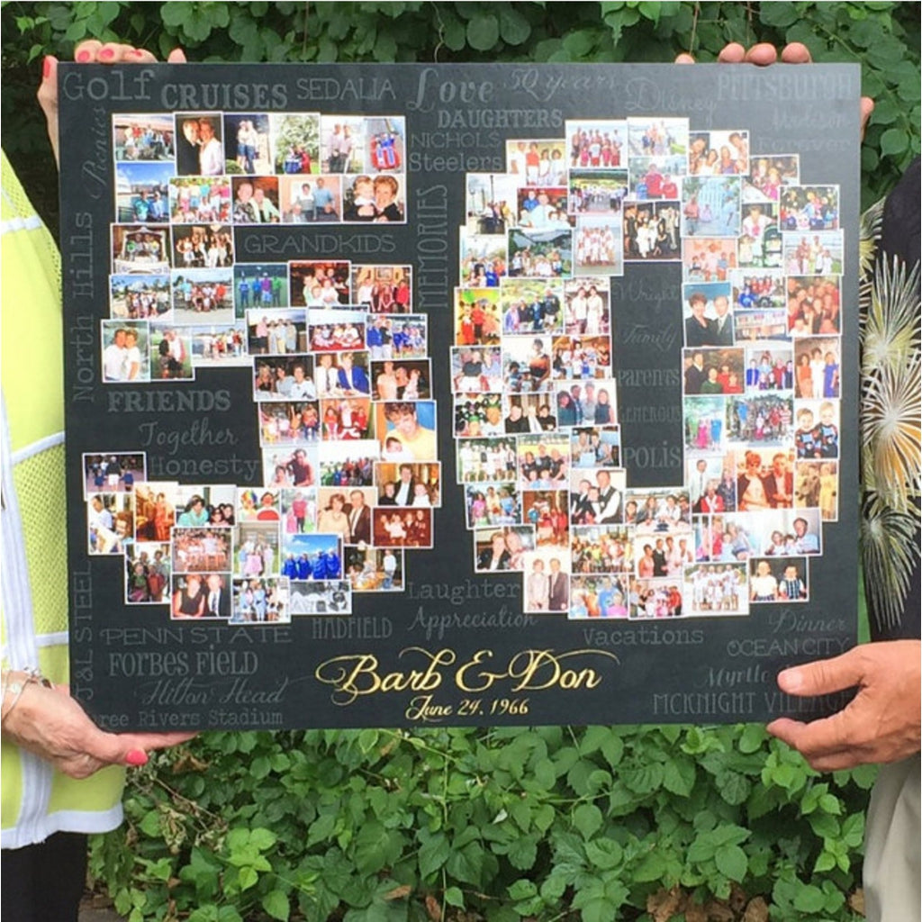 50th Anniversary Photo Collage, 50 Shape Custom Photo Canvas Prints