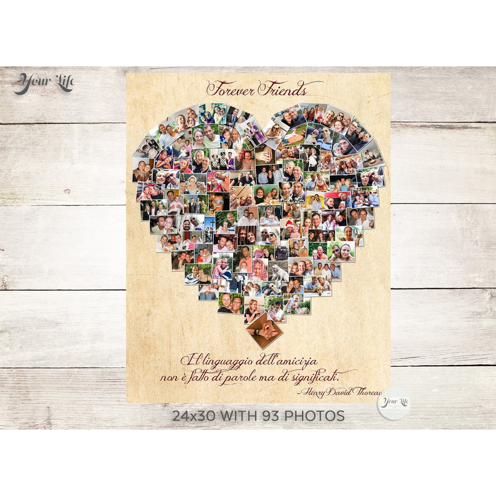 Best Friend Photo Collage, Heart Shape Custom Photo Canvas Prints