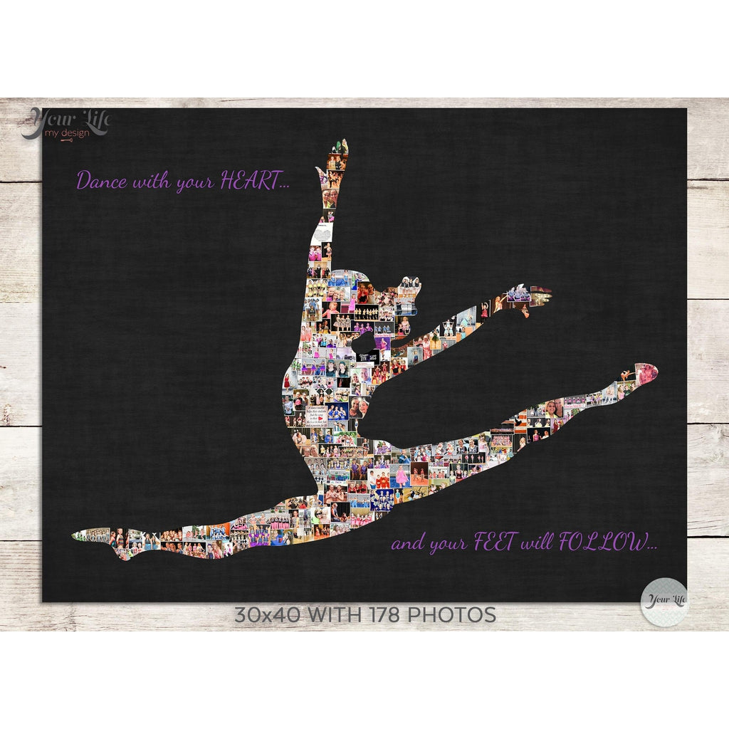 Dance Recital Photo Collage, Personalized Dancer Shape Photo Canvas Prints