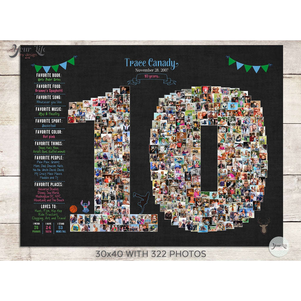 10th Birthday Photo Collage - My Favorite Things | Photo Canvas Prints