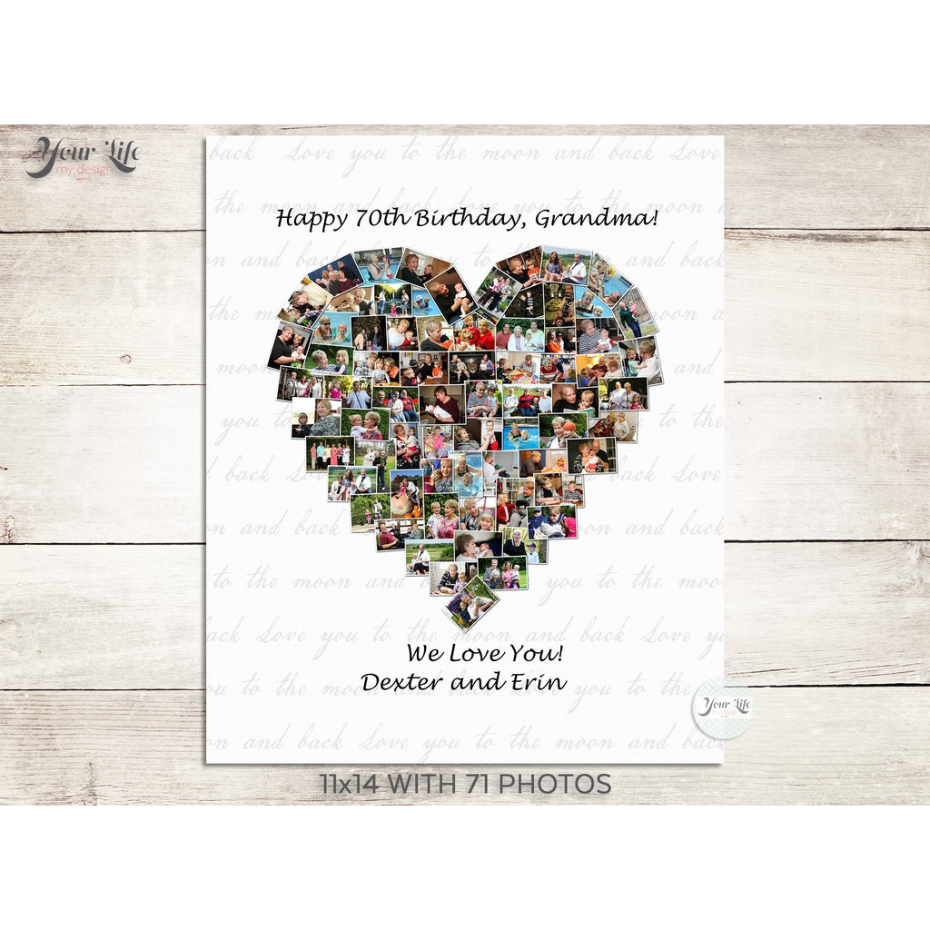 70th Birthday Heart Photo Collage