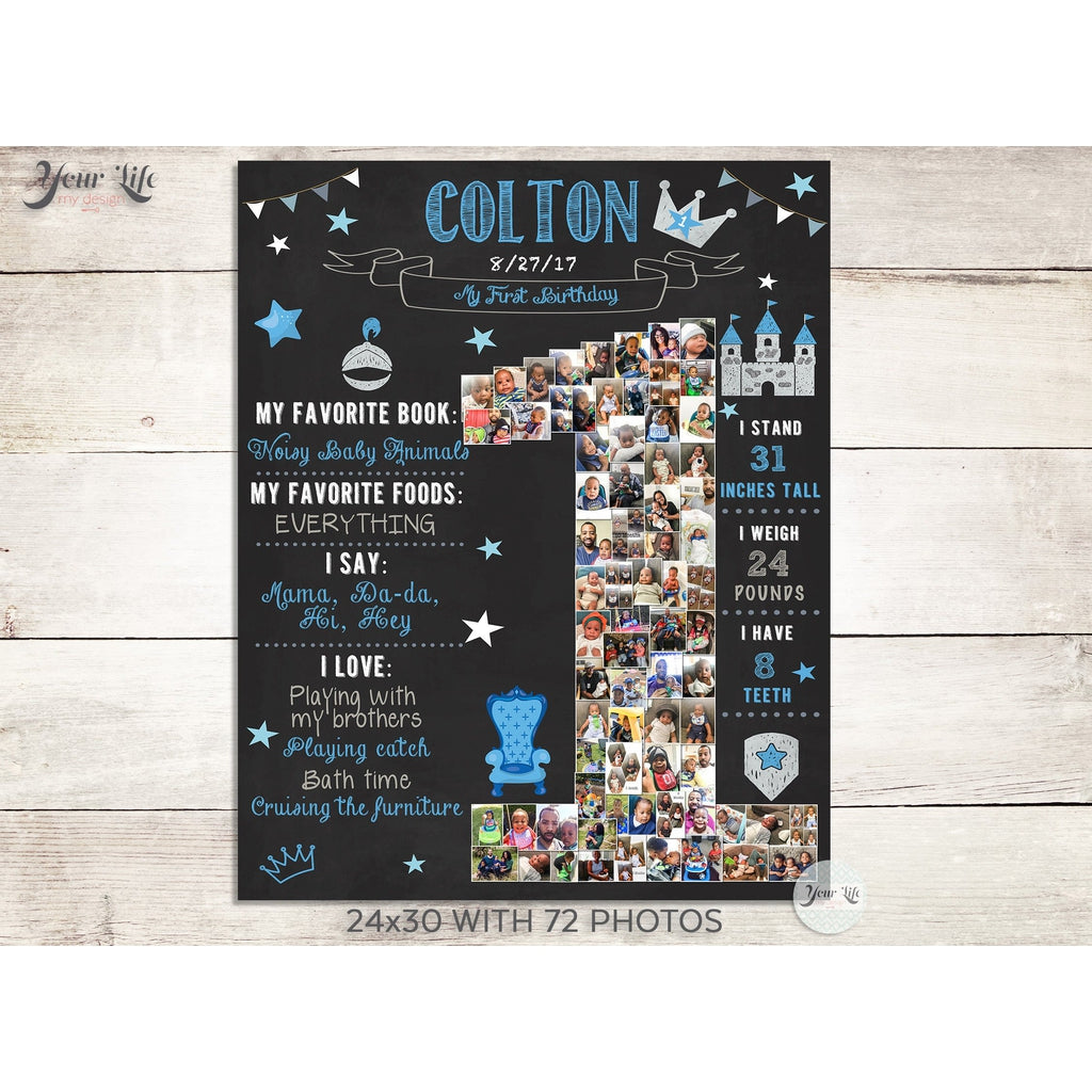 1st Birthday Photo Collage - Little Prince Party | Photo Canvas Prints