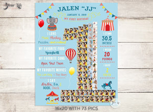 Circus Carnival 1st Birthday Photo Collage