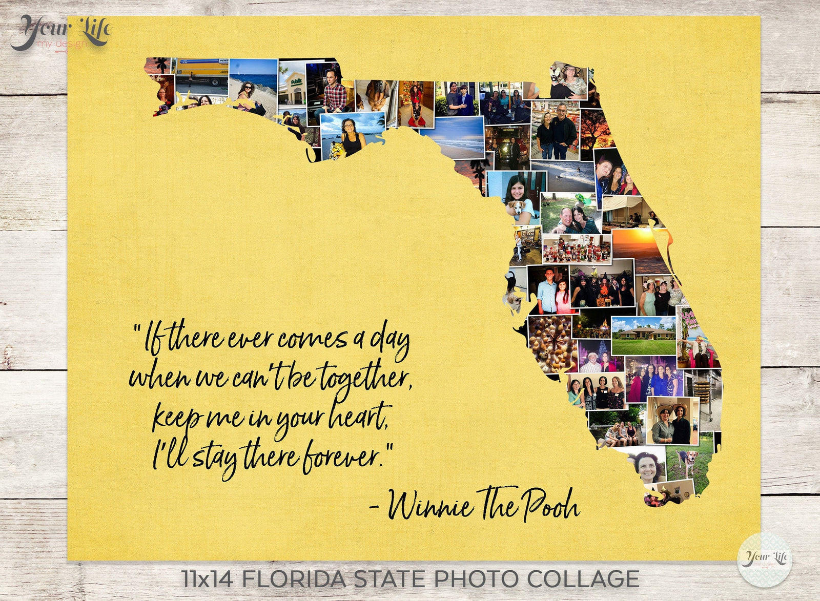 Florida Photo Collage, Florida State Shape Custom Photo Canvas Prints