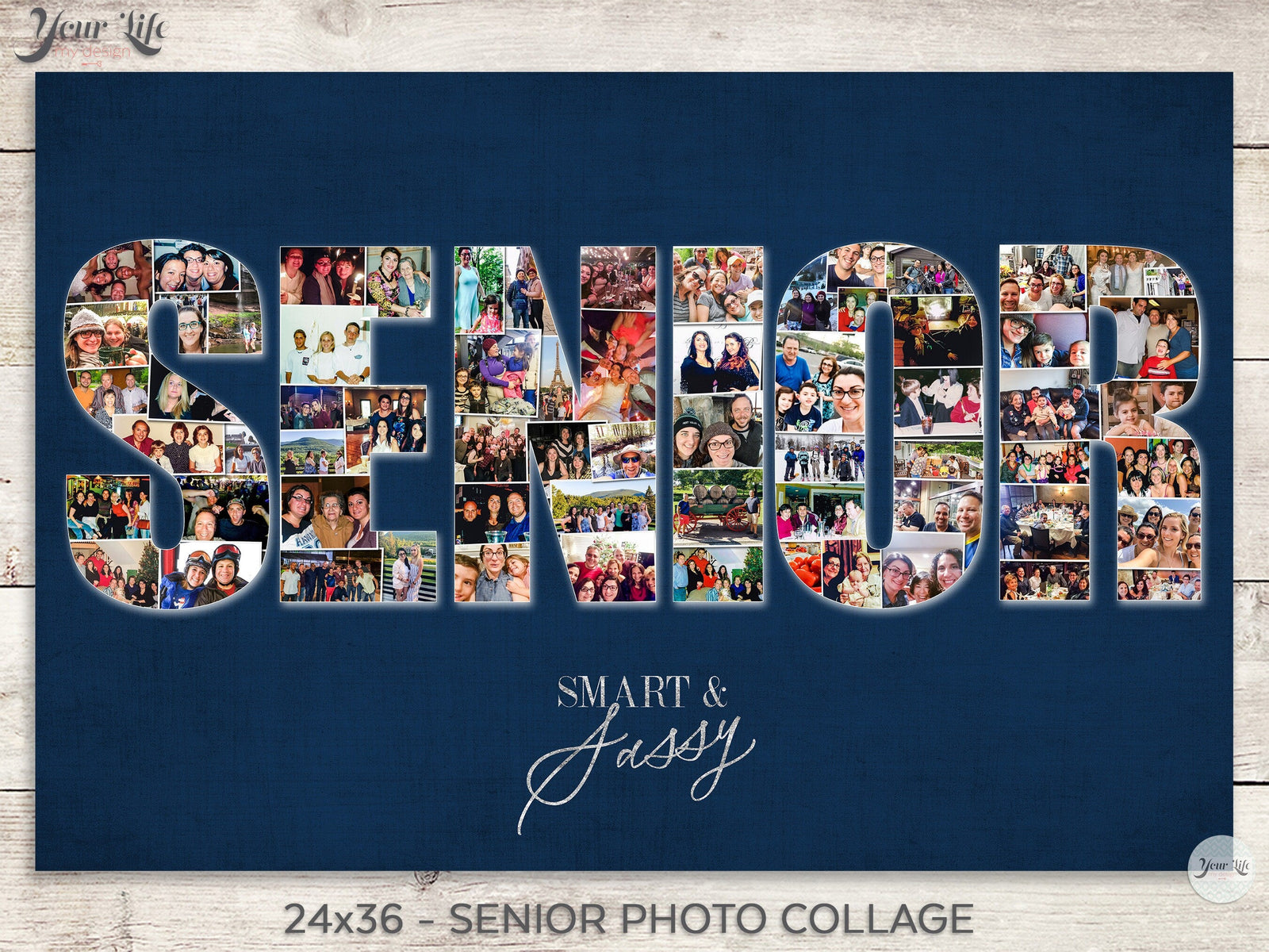 SENIORS Graduation Photo Collage, Seniors Shape Custom Photo Canvas Prints