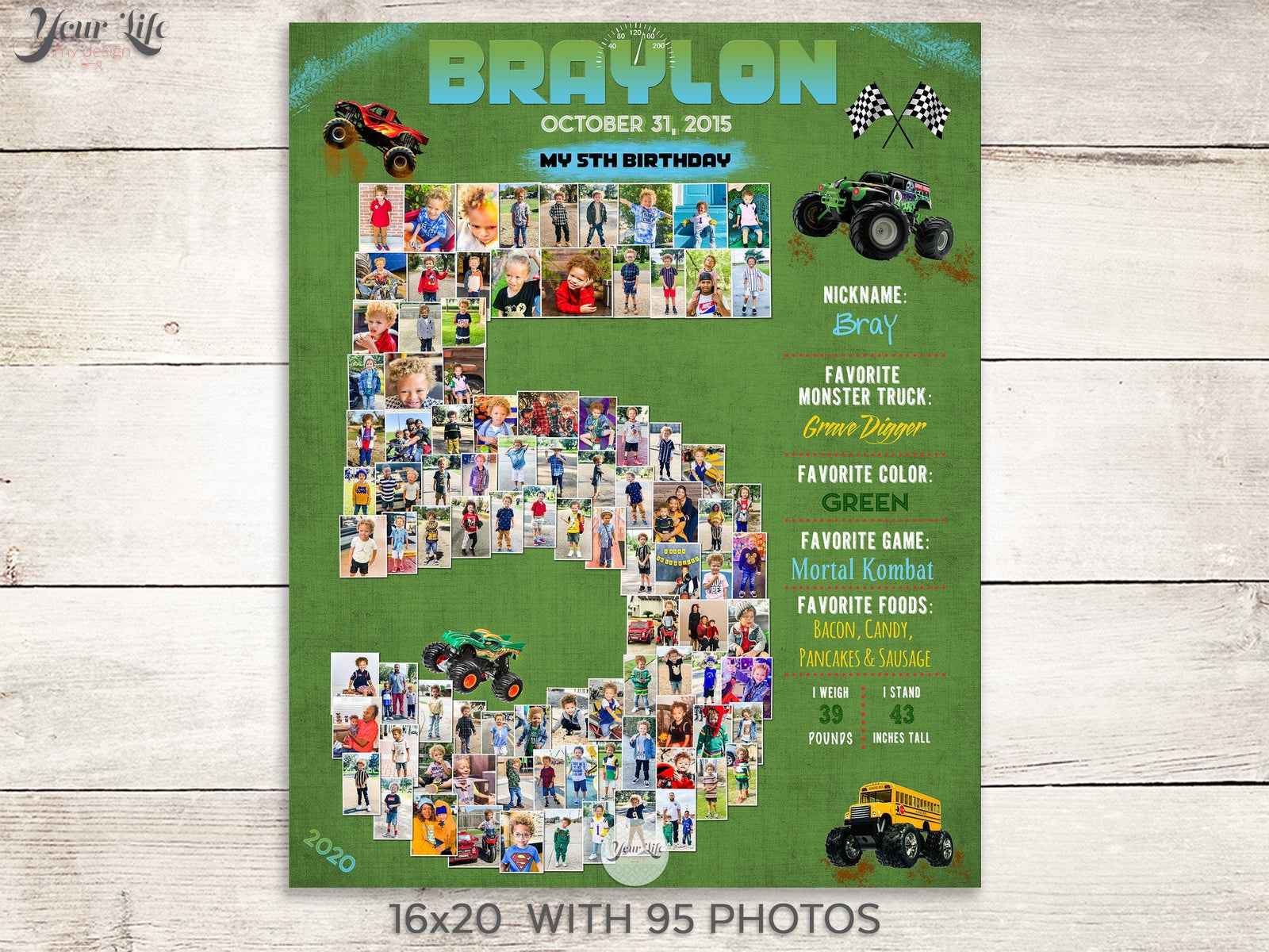 5th Birthday Photo collage - Monster Jam | Photo Canvas Prints