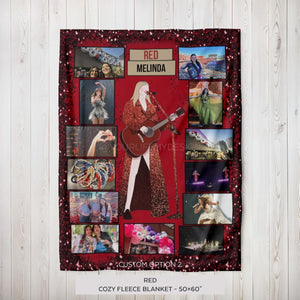 RED Personalized Blanket - Custom Eras Tour Photo Blanket - Unique Gift for Swifties - Cozy Home Decor - 50x60"