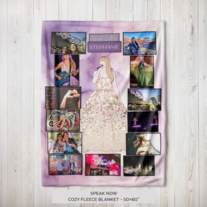 SPEAK NOW Personalized Blanket - Custom Eras Tour Photo Blanket - Unique Gift for Swifties - Cozy Home Decor - 50x60"