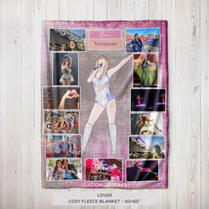 LOVER Personalized Blanket - Custom Eras Tour Photo Blanket - Unique Gift for Swifties - Cozy Home Decor - 50x60"