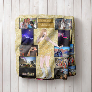 FEARLESS Personalized Blanket - Custom Eras Tour Photo Blanket - Unique Gift for Swifties - Cozy Home Decor - 50x60"