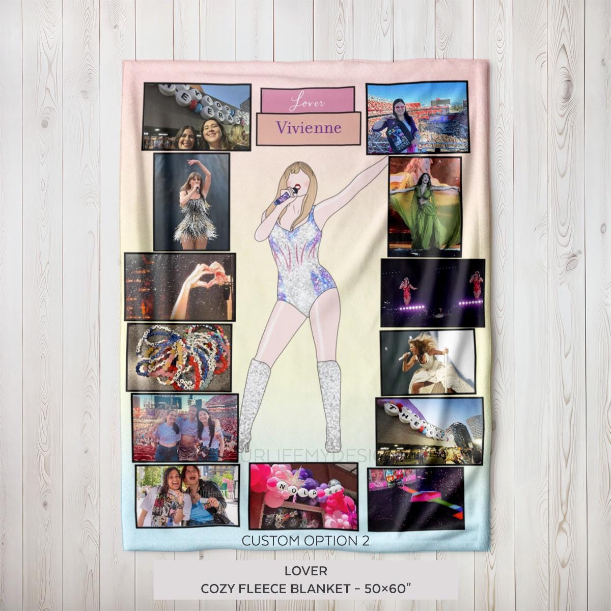 LOVER Personalized Blanket - Custom Eras Tour Photo Blanket - Unique Gift for Swifties - Cozy Home Decor - 50x60"