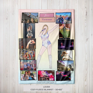LOVER Personalized Blanket - Custom Eras Tour Photo Blanket - Unique Gift for Swifties - Cozy Home Decor - 50x60"