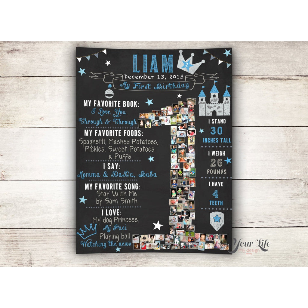 1st Birthday Photo Collage - Little Prince Party | Photo Canvas Prints