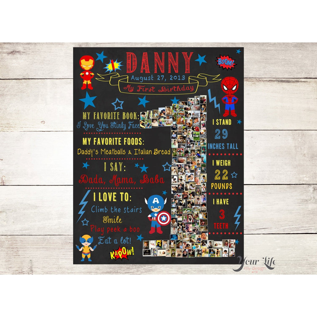 1st Birthday Photo Collage - Spidey and Friends | Photo Canvas Prints