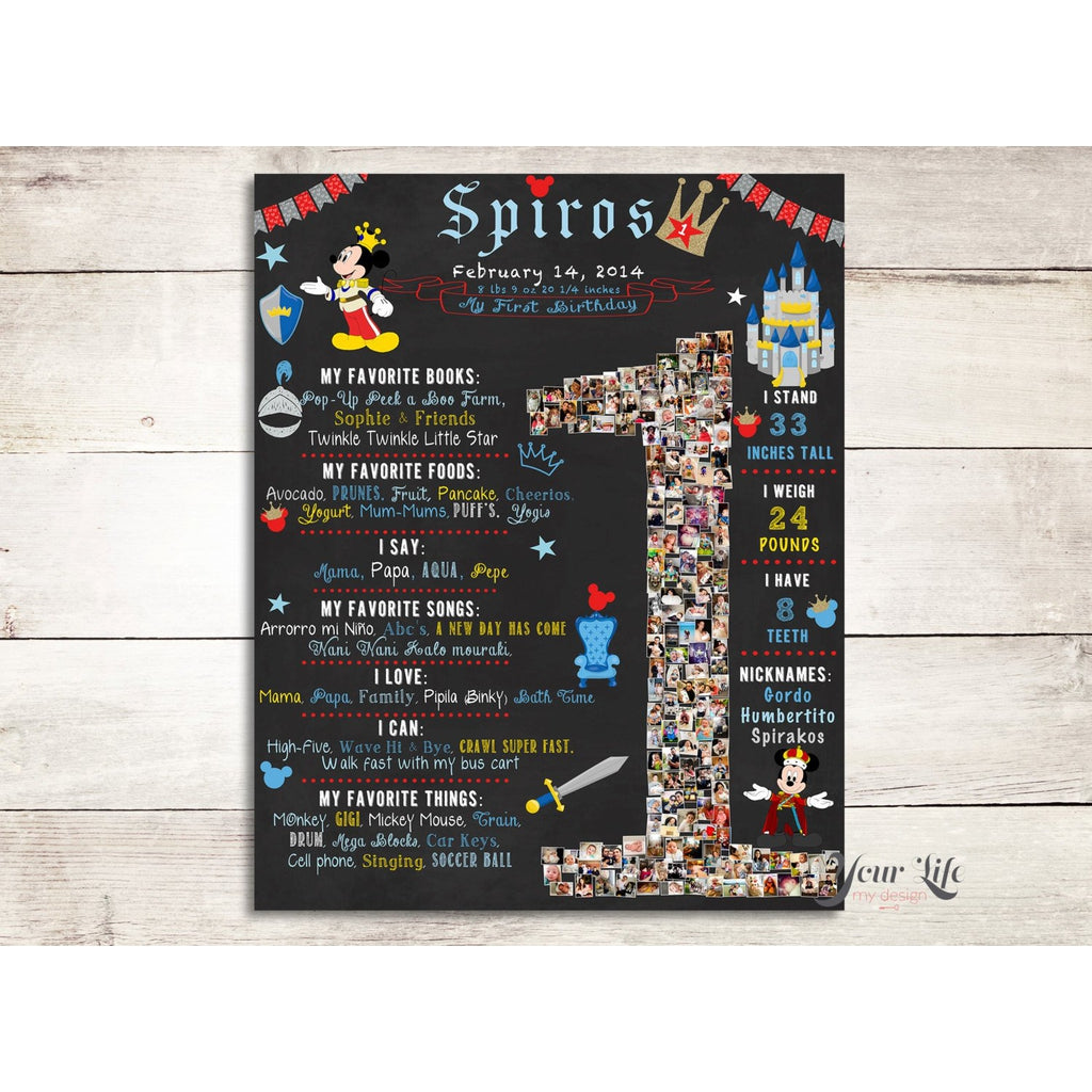 1st Birthday Photo Collage - Prince Mickey party | Photo Canvas Prints