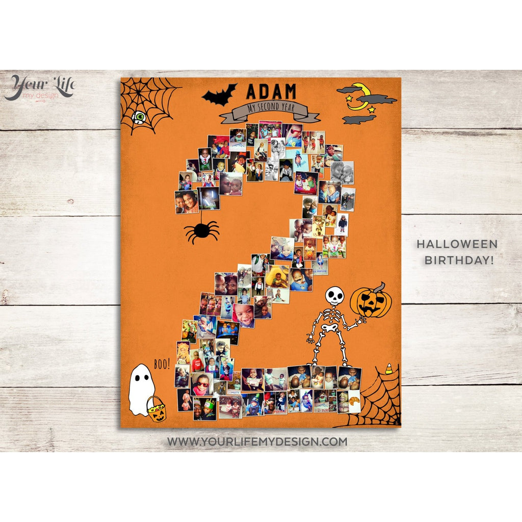 2nd Birthday Photo Collage - Halloween Birthday Party | Photo Canvas Prints
