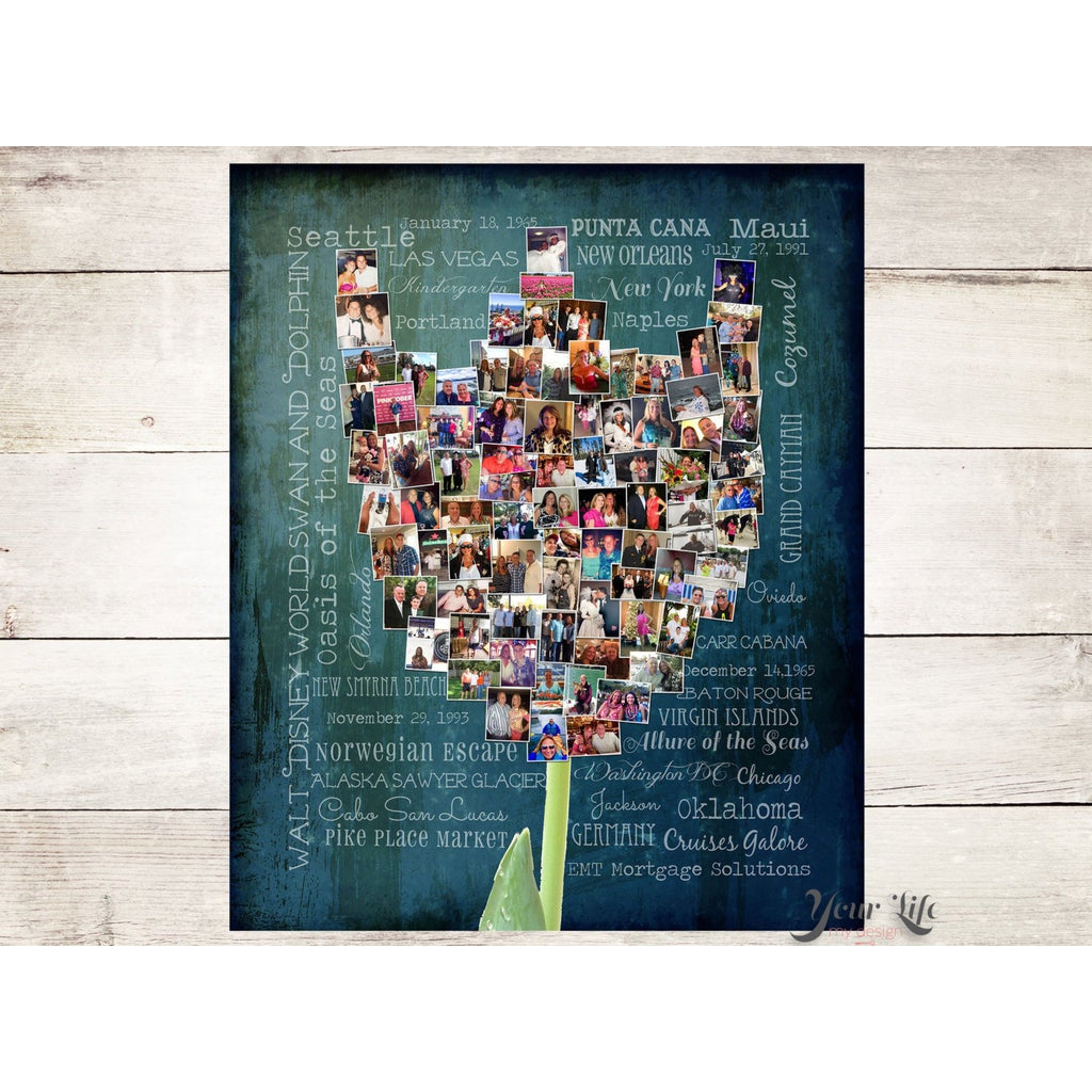 Tulip Photo Collage, Personalized Tulip Flower Shape Custom Photo Canvas Prints