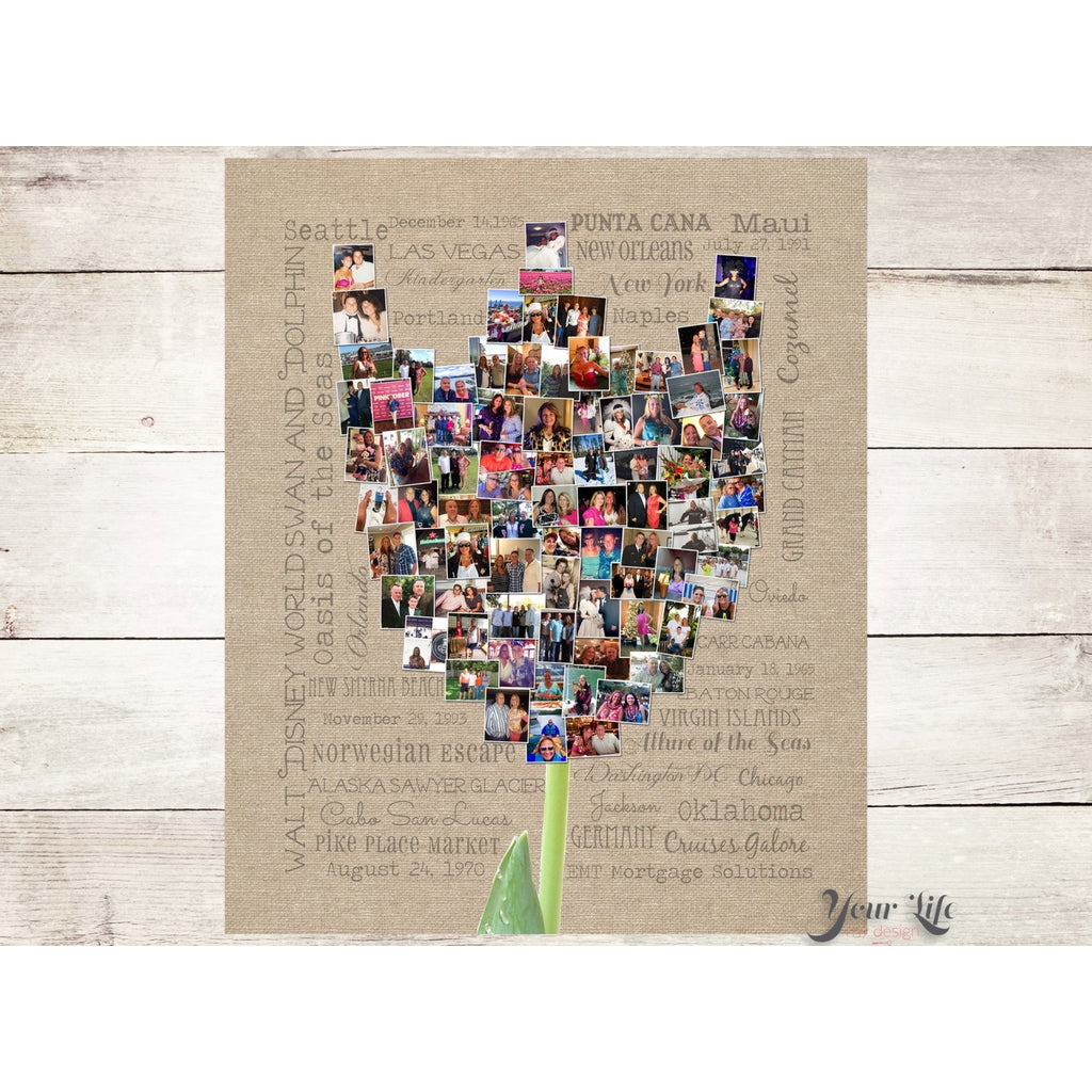 Tulip Photo Collage, Personalized Tulip Flower Shape Custom Photo Canvas Prints
