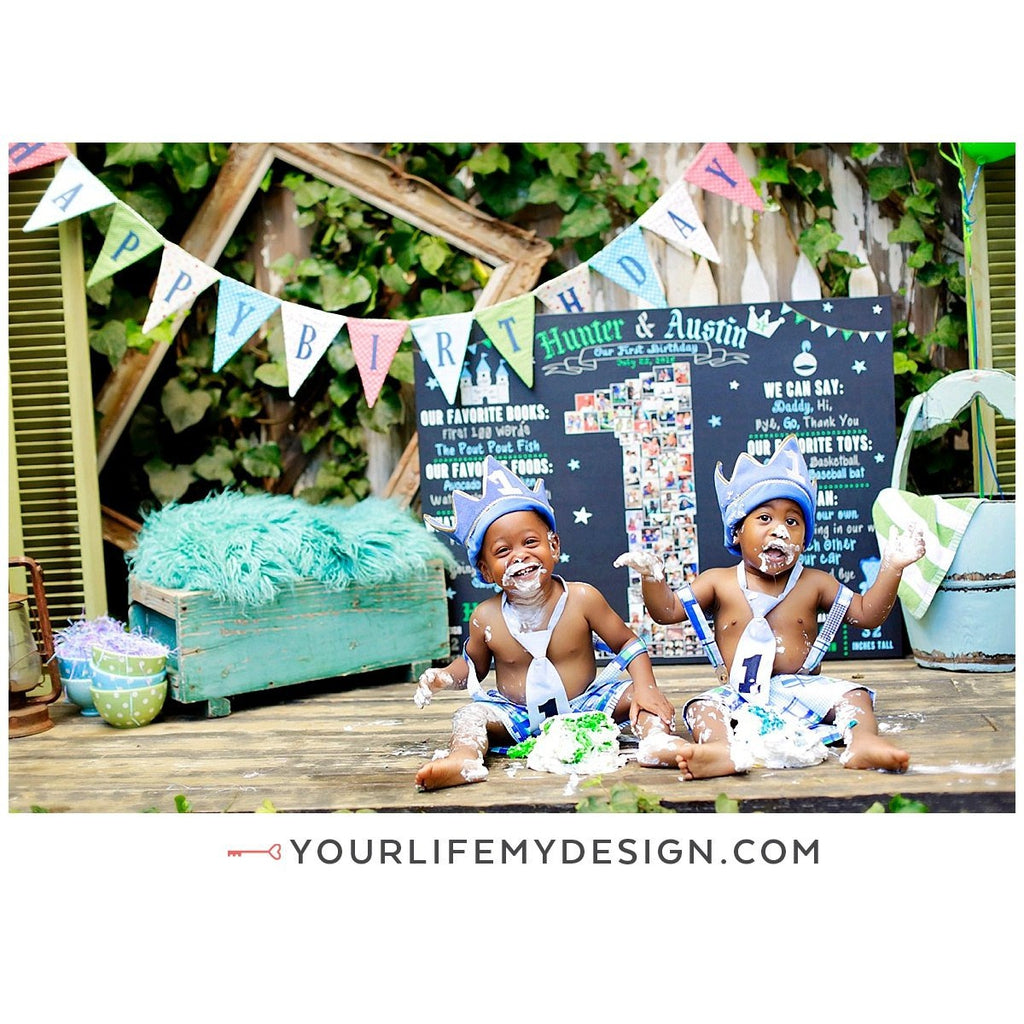 Twins 1st Birthday Photo Collage - Monsters Party | Photo Canvas Prints