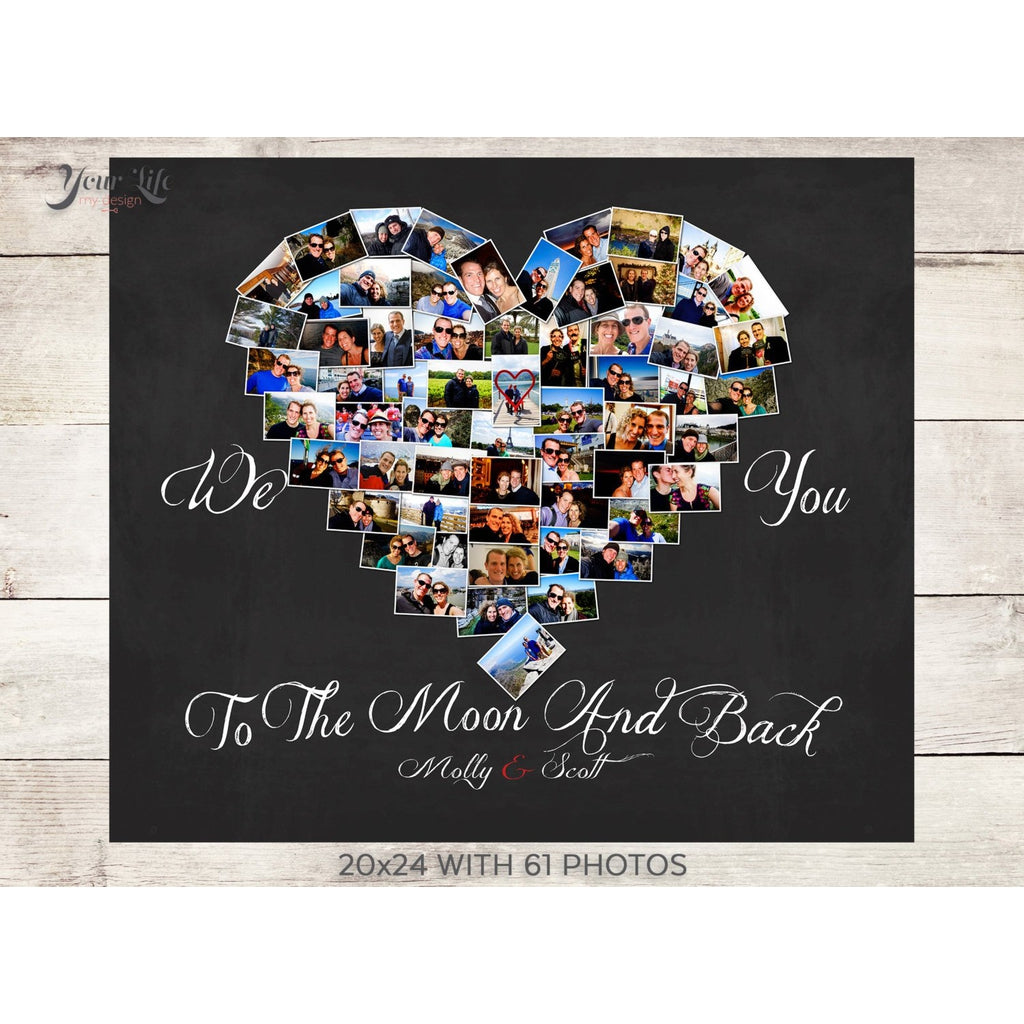 I Love You To The Moon & Back, Heart Shape, Custom Photo Canvas Prints