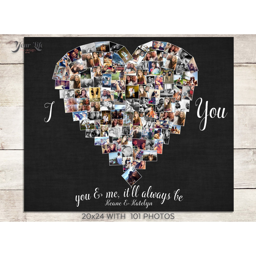 I Love You To The Moon & Back, Heart Shape, Custom Photo Canvas Prints