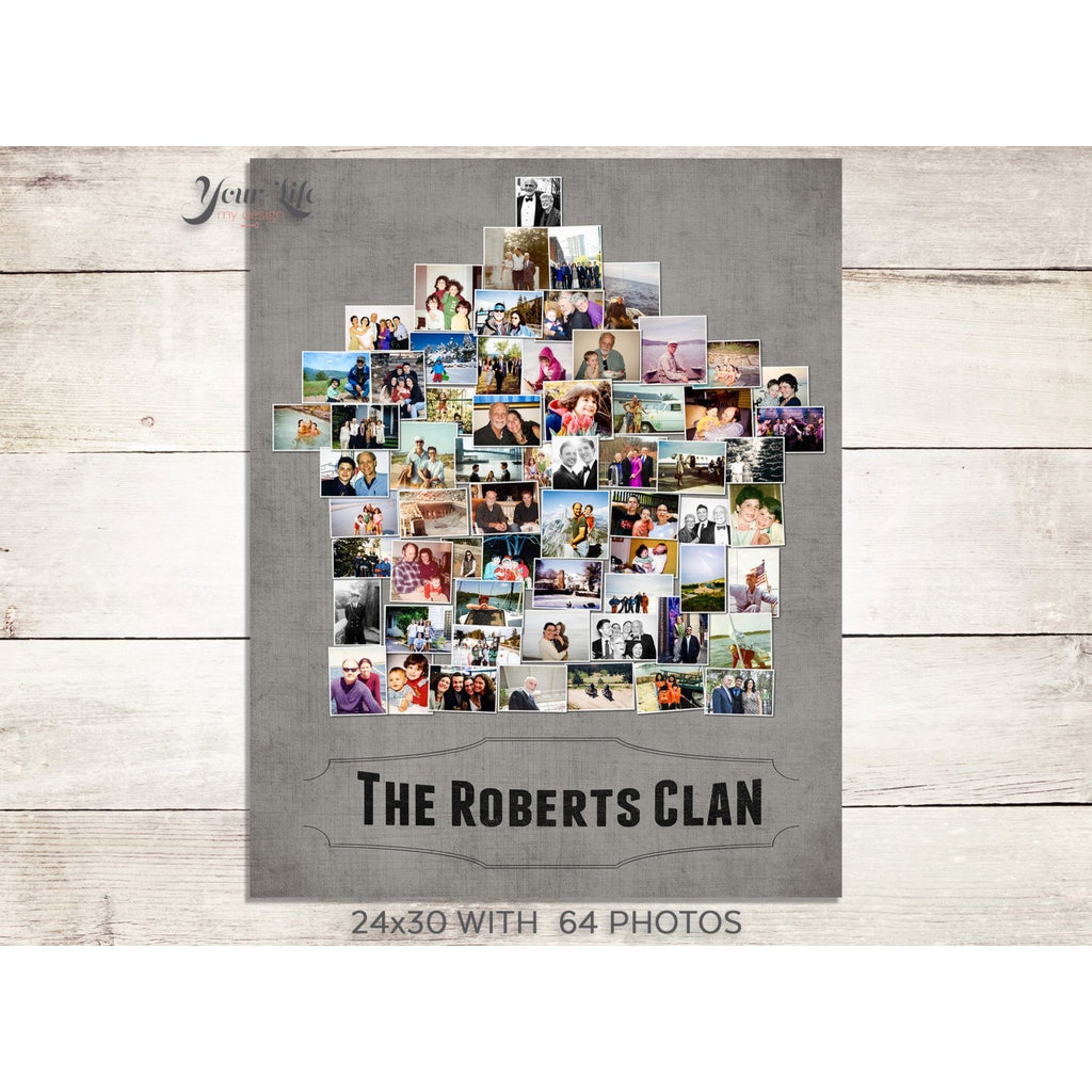 House Photo Collage, Personalized Family Home Print Framed Canvas