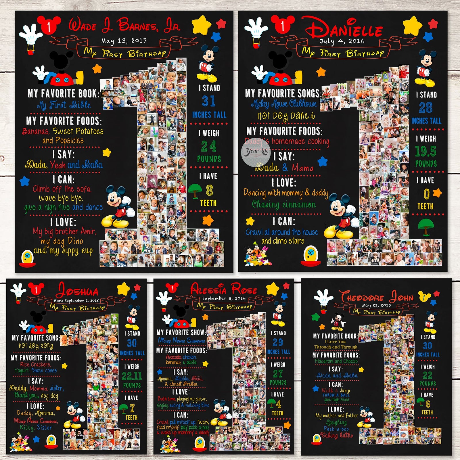 1st Birthday Photo Collage - Mickey Mouse Party | Photo Canvas Prints