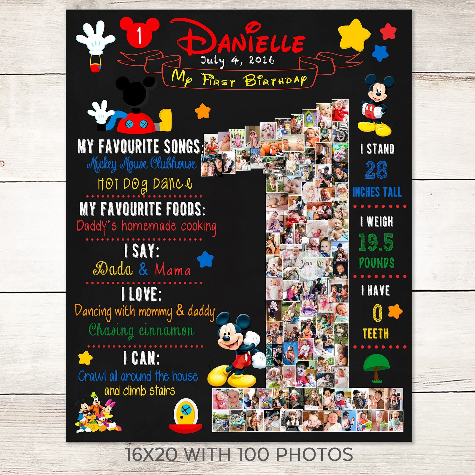 1st Birthday Photo Collage - Mickey Mouse Party | Photo Canvas Prints