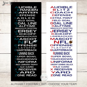 Alphabet Football Art - Canvas or Print