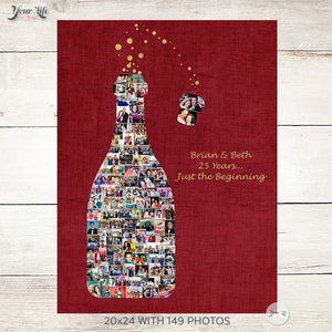 Champagne Anniversary, 25th Anniversary Photo Collage