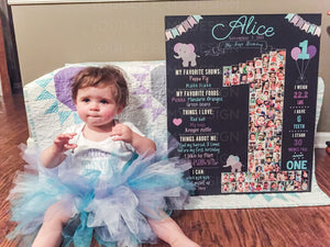 Circus, Teal - 1st Birthday Photo Collage