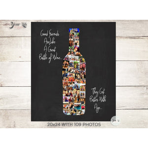 Wine Bottle Friends Photo Collage