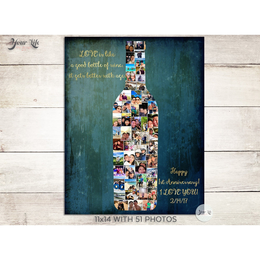 Wine Bottle Friends Photo Collage