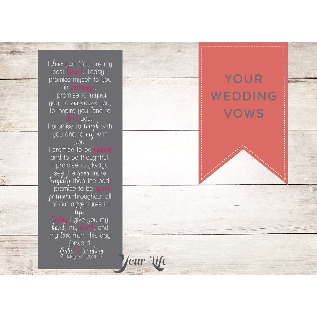 Wedding Vows on Canvas, Wedding Vow Art, Custom Vows, Anniversary Gift, Wedding Gift, Valentines Day Vows - Display at your Wedding